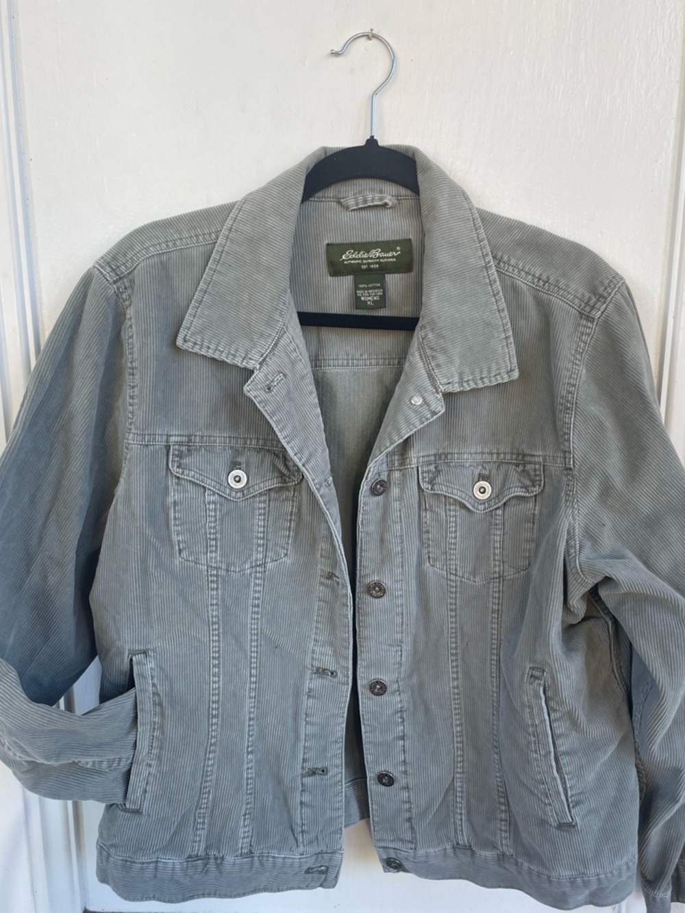 Eddie Bauer Light Gray Corduroy Shirt Jacket